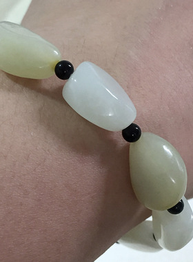 油润和田玉白玉籽料原石红皮手链玉手串白玉手链男女款