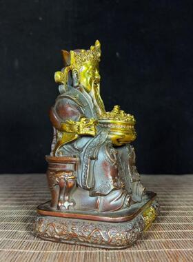 仿古纯铜鎏金龙椅聚宝盆财神爷进宝日进办公室门面摆件