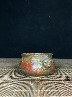 复古传世级老铜胎泥金精品手工修胚狮耳宣德炉国风客厅自用香炉