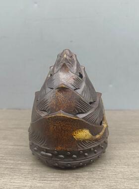 仿古铜摆件古玩铜器香炉竹笋造型雅致古色古香中式香薰炉