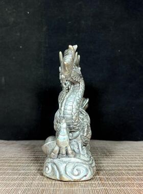 复古国风纯铜鎏银龙抓珠风水镇宅神龙生肖龙客厅电视柜玄关摆件