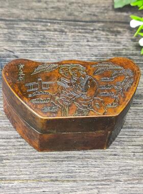 仿古纯铜墨盒元宝墨盒文房四宝中国风书房自用摆件