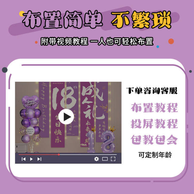 Happy birthday decoration for 18 year old coming of age ceremony