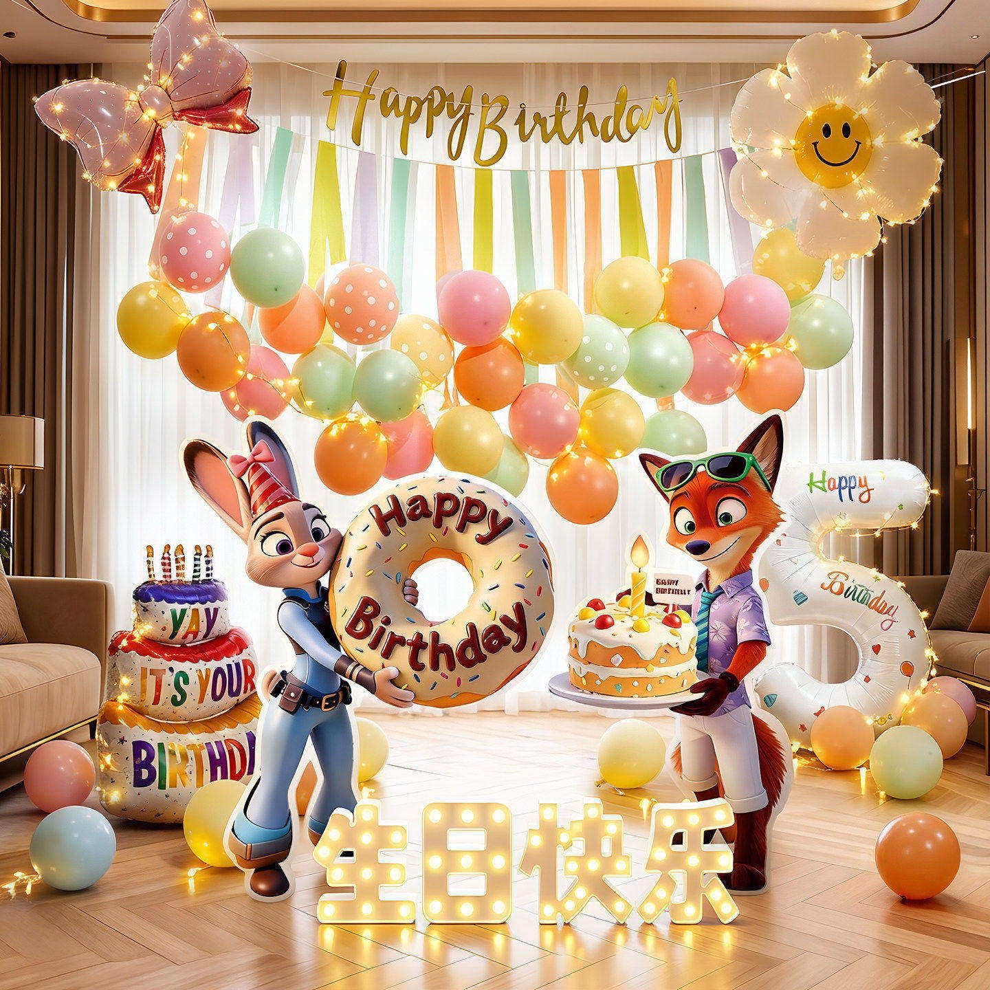 疯狂动物城生日布置KT板场景装饰男女孩周岁气球派对氛围感背景墙,淘宝优惠券,粉丝福利购,淘宝优惠卷