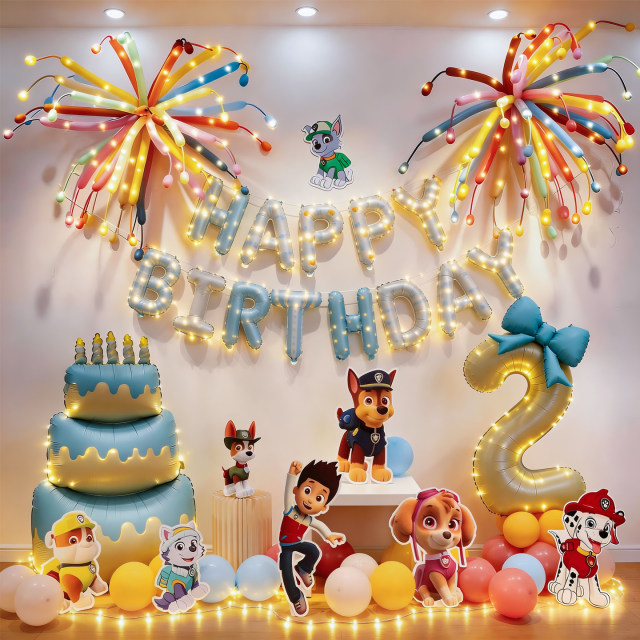 Paw Paw Team's First Birthday Fireworks Balloon Arrangement