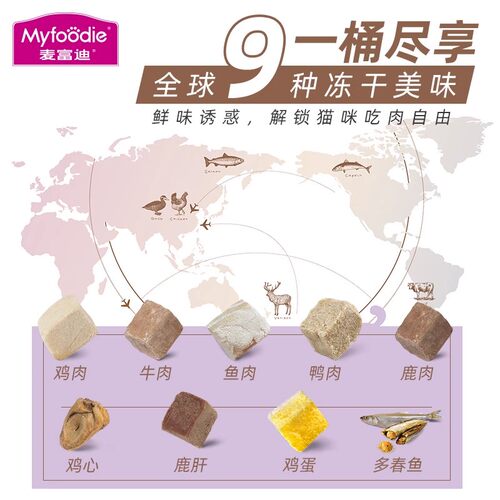 麦富迪猫咪零食宠物冻干盛宴桶幼猫营养小鱼干营养均衡全家桶500g - 图2