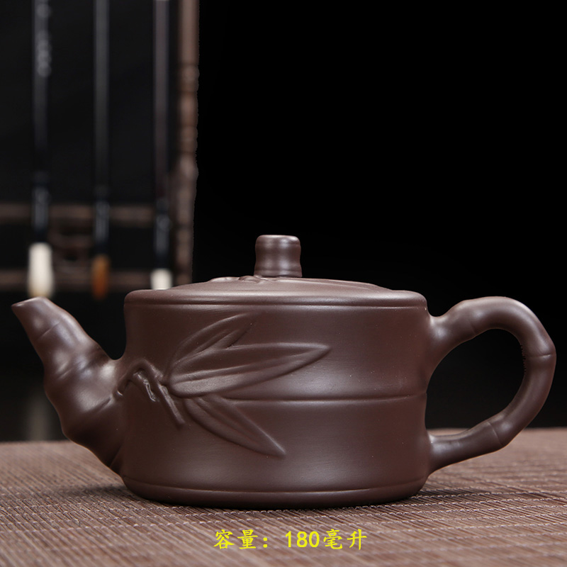 原矿宜兴紫砂茶壶功夫茶具球孔过滤办公家用手工浮雕陶瓷泡茶单壶