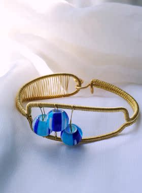 文艺风饰品绕线琉璃几何臂环定制