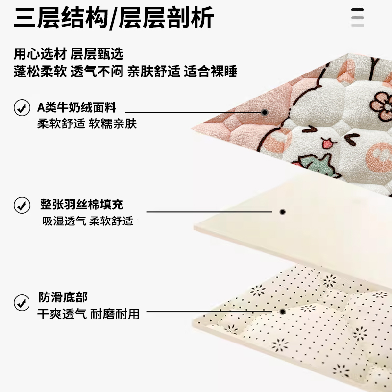 冬天牛奶绒加厚床盖床单单件冬季加厚珊瑚绒榻榻米学生床垫床褥子