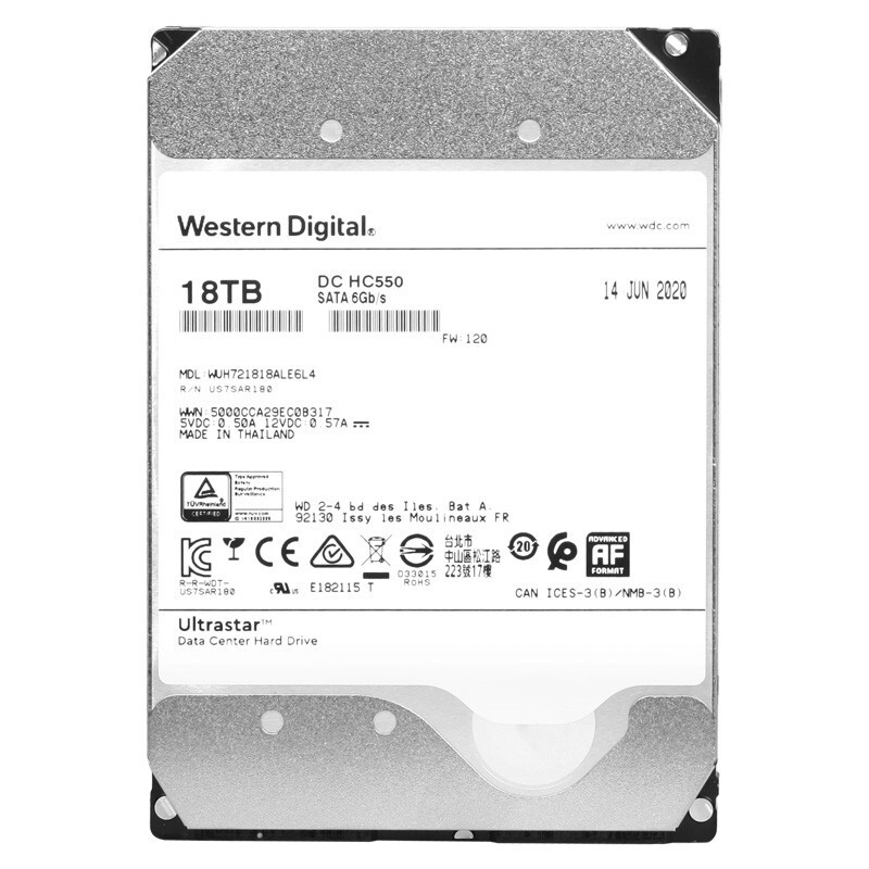 WD/西部数据 18TB 企业级硬盘 SATA6Gb/s 7200转 256M缓存 氦气盘 - 图1