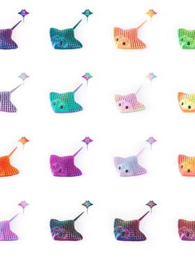 3D打印魔鬼鱼模型仿真鳐鱼模型礼物蝠鲼摆件鱼缸关节可动解压玩具