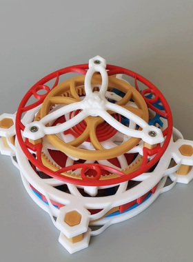 3D打印陀飞轮齿轮传动机械模型发条动力装置旋转结构解压科普玩具