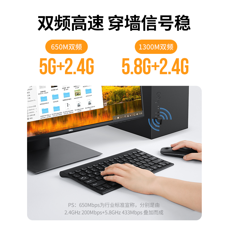 绿联usb无线网卡台式机wifi6接收发射器笔记本电脑主机无限上网卡连接热点外置网络外接千兆5G双频信号免驱动 - 图1