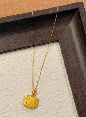 S925可爱凯蒂猫吊坠项链女甜美简约个性小众设计感古法气质百搭锁