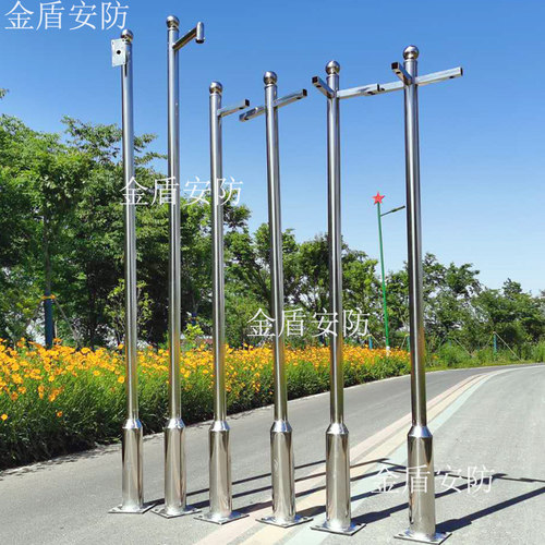小区不锈钢监控立杆3/2.5/3.5/4米摄像头枪球机 监控立杆支架立柱 - 图0