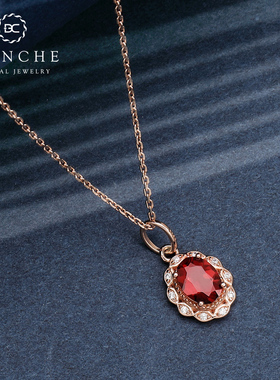 法式皇家鸽血红矢车菊纯银项链女