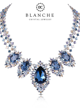 韩国夸张吊坠锁骨轻奢水晶项链