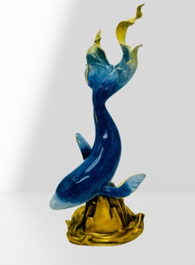 稀缺｜朱炳仁铜 鲸山摆件鲲鹏全铜鲸鱼家居饰品工艺品海浪精灵