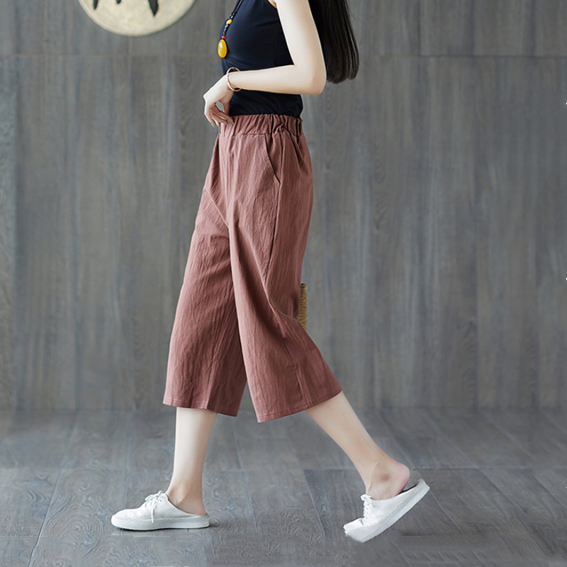 棉麻阔腿裤女装夏季薄款宽松文艺直筒休闲裤高腰大码七分裤白色潮,淘宝优惠券,粉丝福利购,淘宝优惠卷