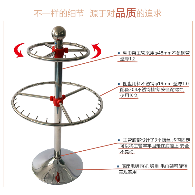 幼儿园毛巾架儿童多层置物架口杯收纳不锈钢可旋转落地挂毛巾架子-图0