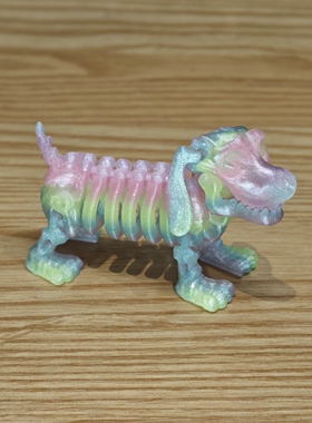 水晶彩虹骨架狗3D打印摆件关节