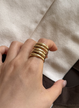 minicyber铜镀金戒指极简日韩款