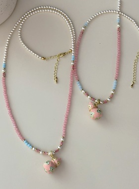 原创项链轻奢小众新中式多巴胺彩色珐琅滴釉葫芦串珠项链配饰女