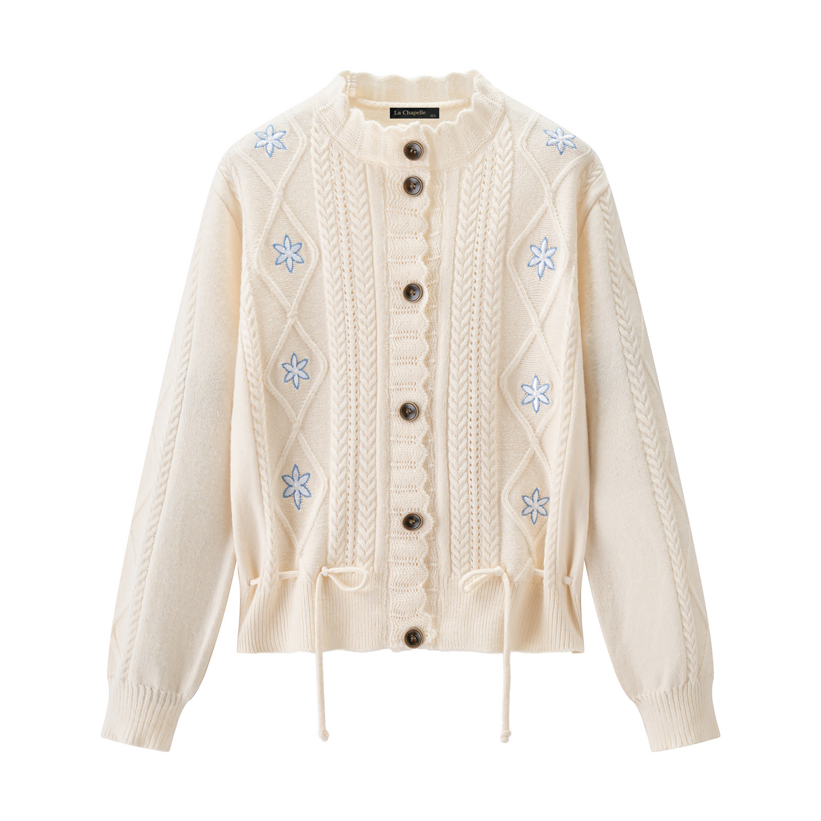 拉夏贝尔/La Chapelle韩系刺绣钩花针织开衫女秋冬季新款毛衣上衣,淘宝优惠券,粉丝福利购,淘宝优惠卷