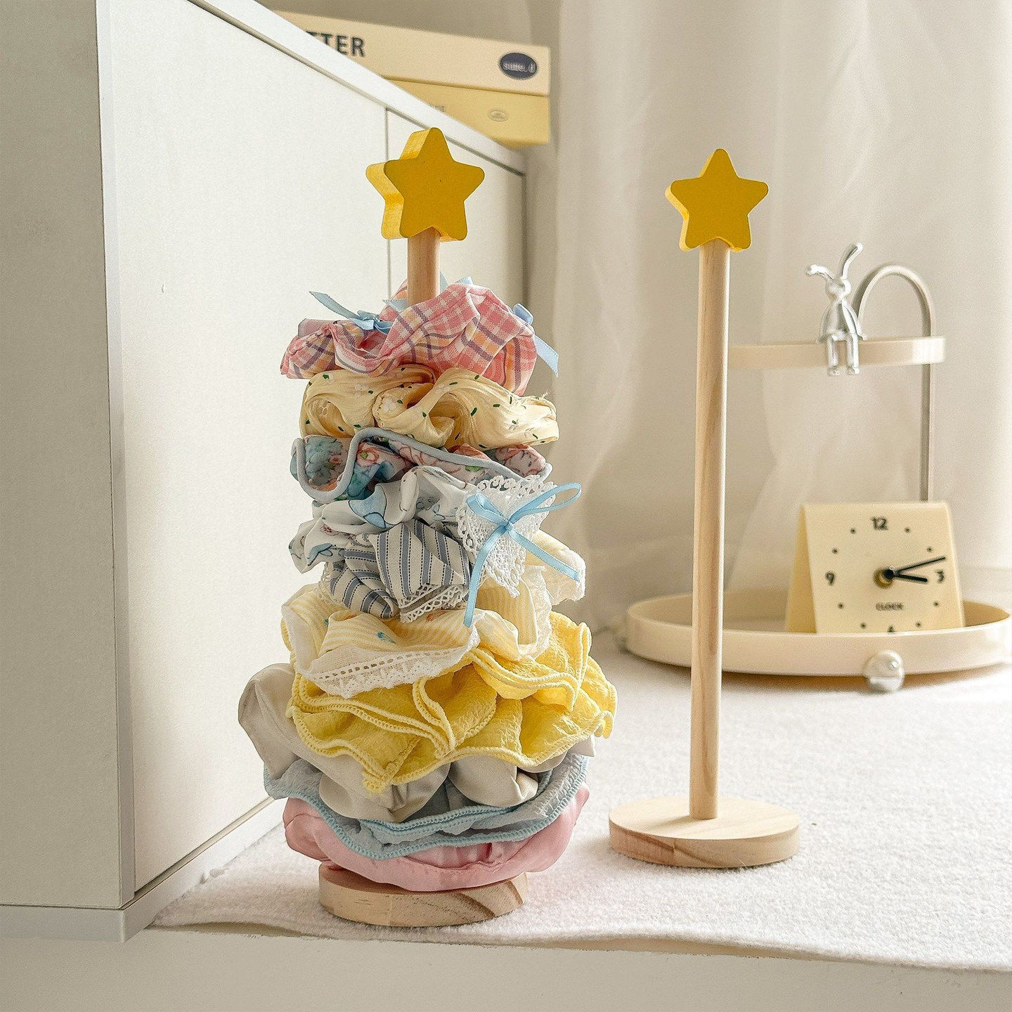 新款星星发圈收纳展示架桌面整理实木儿童头绳鲨鱼夹置物架宿舍,淘宝优惠券,粉丝福利购,淘宝优惠卷