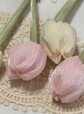 布艺郁金香花苞diy手工绑绳