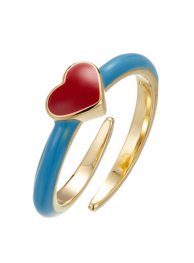 甜美时尚滴油珐琅红色爱心开口戒指小众高级感独特食指戒爆款戒圈