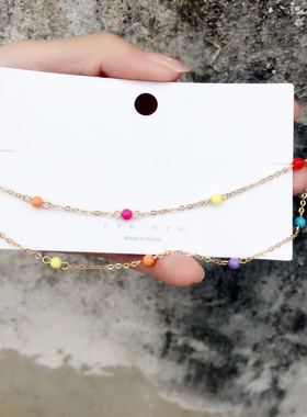 盒子ins泫雅风糖果色项圈锁骨链