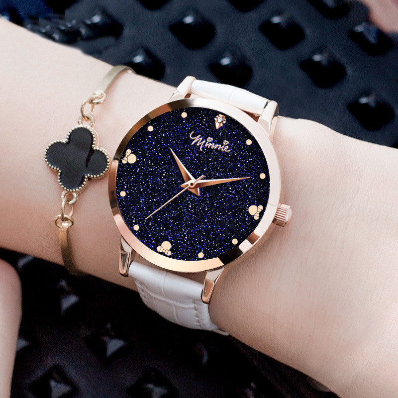 迪士尼女学生韩版简约潮流星空手表 婷路手表国产腕表