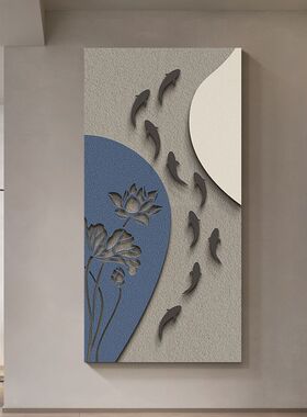 玄关装饰画现代轻奢客厅高档立体砂岩实物画简约大气走廊过道挂画