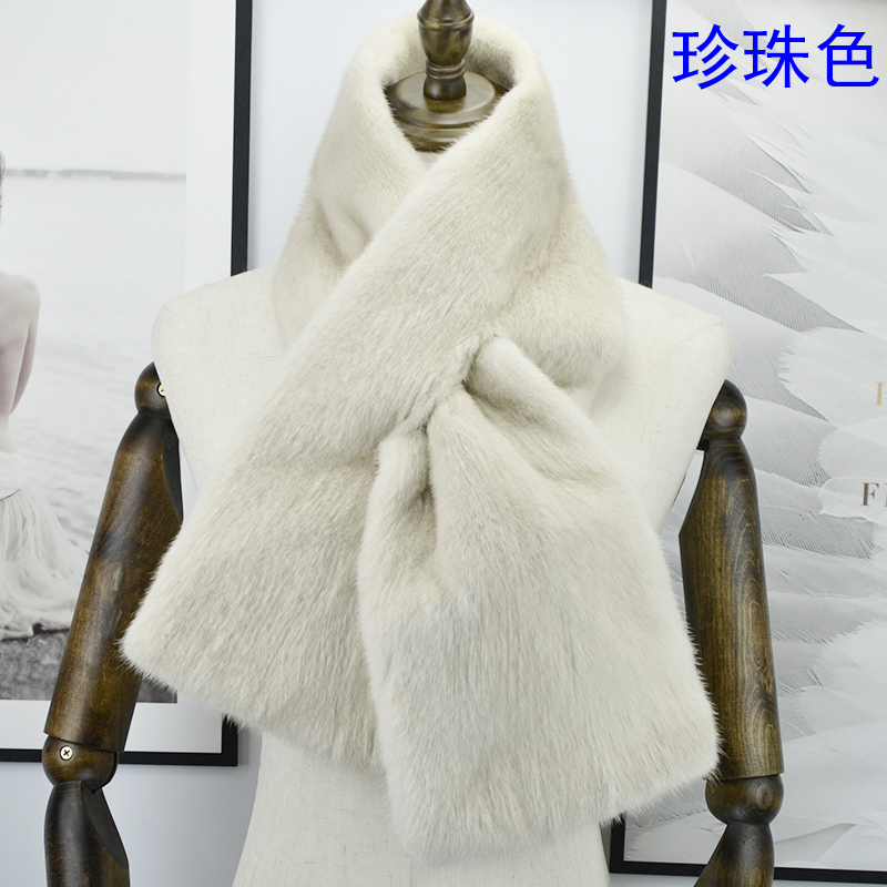 进口天鹅绒整皮水貂毛披肩皮草围脖男女双面超宽水貂围巾整貂皮毛 - 图1