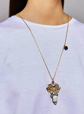 小夜曲工坊  Duna 日冕 天然白松石水钻造型长链毛衣链