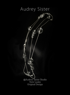 欧美s925银小众透明水晶毛衣链