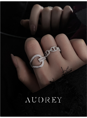 锆石金属冷淡风开口戒指女