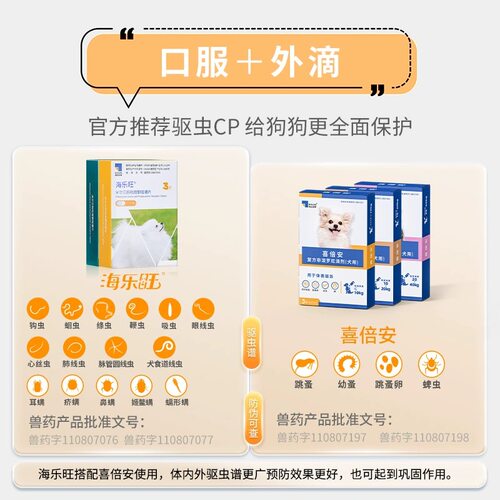 【季度装】海乐旺狗狗驱虫药喜倍安体内外一体同驱宠物犬驱虫药 - 图1