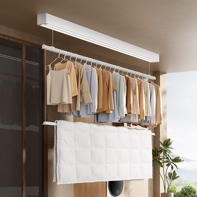 【政府补贴75折】电动晾衣架阳台室内隐形窗帘盒遥控升降晒凉衣杆