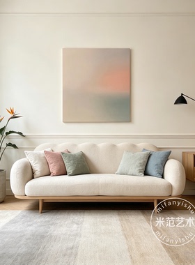 温柔日落渐变装饰画莫兰迪纯色肌理画侘寂风玄关床头方形艺术挂画