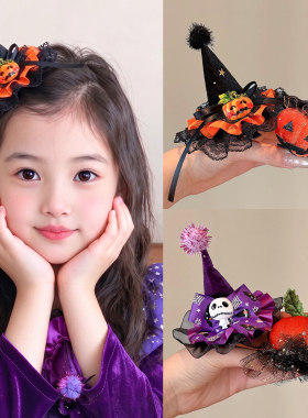 万圣节发夹新款儿童蜘蛛蝙蝠发卡