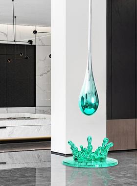 酒店售楼处展厅大堂吊装水滴雕塑轻奢电镀挂饰商业街玄关悬挂装置