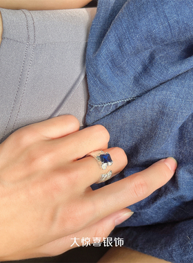 纯银小众设计开口不掉色肌理戒指