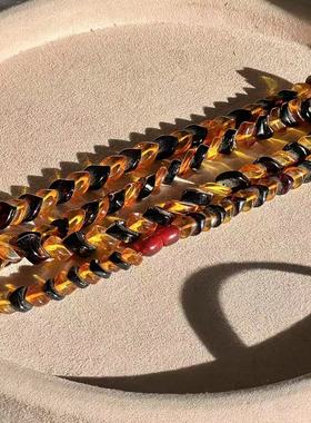 中古双色琥珀毛衣链