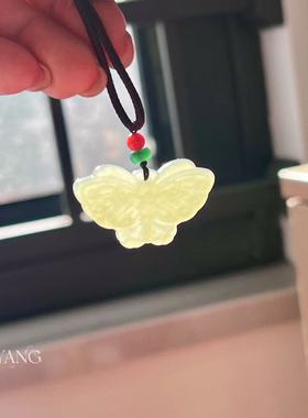 澜山疗愈和田玉蝴蝶项链长辈