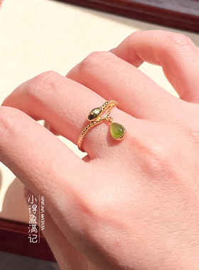 澜山能量蛇年戒指和田碧玉新中式