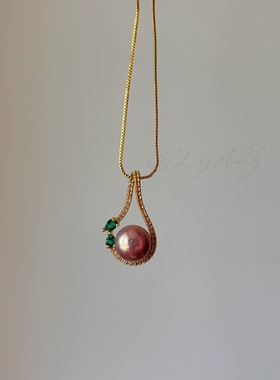 2YANG秋冬新款天然珍珠吊坠项链女小众设计感锁骨链高级感颈链