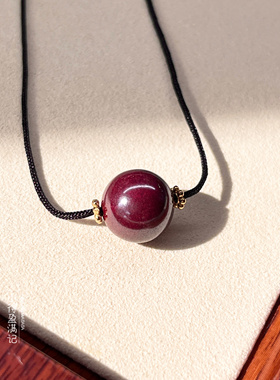 澜山能量朱砂吊坠项链平安喜火