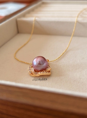 26年新款天然紫色珍珠项链女锁骨链颈链轻奢小众设计感高级气质